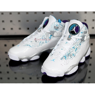 Air Jordan 6 Rings Utah 322992-153 White/Varsity Purple-Teal Silver Sneakers