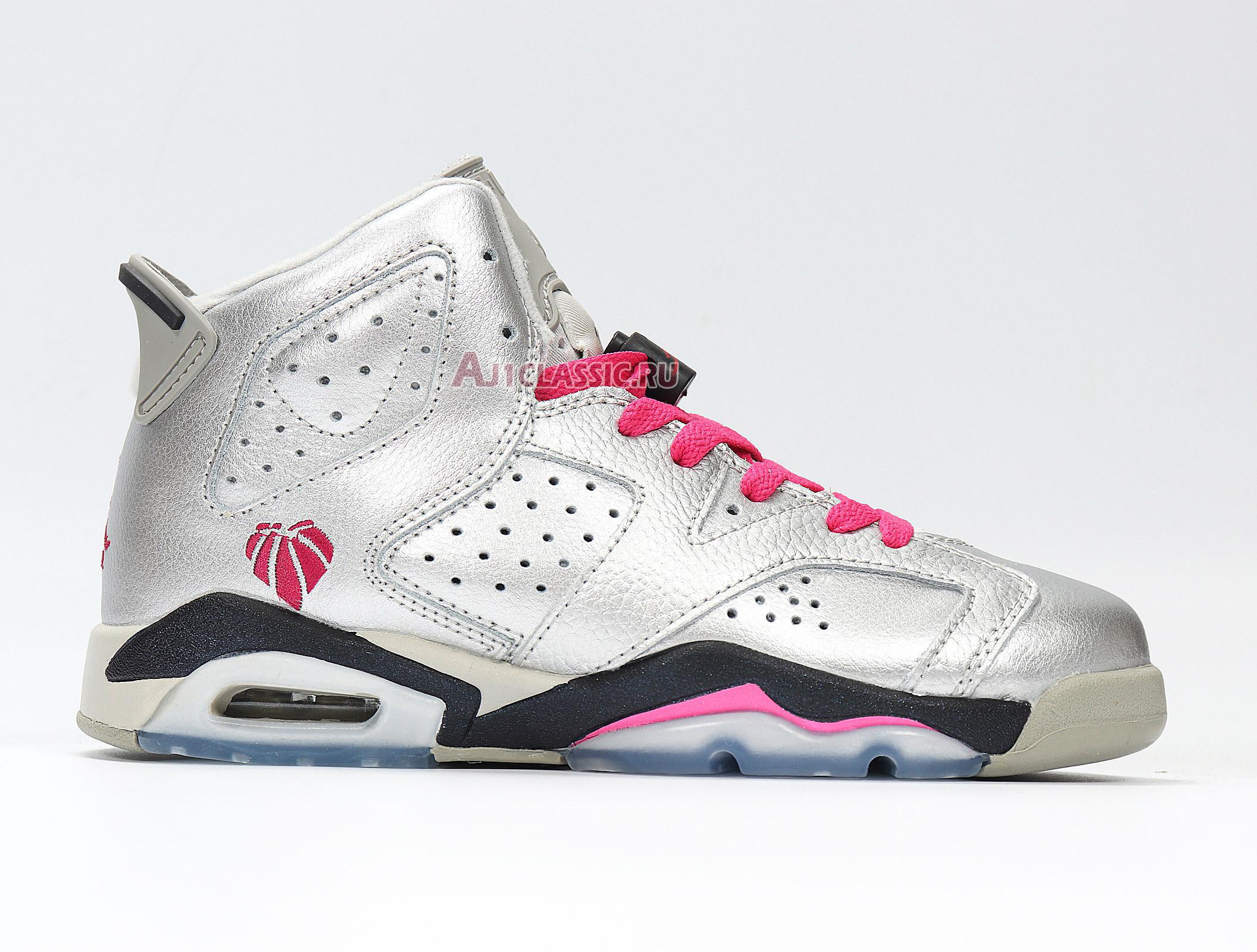 Air Jordan 6 Retro GG Valentines Day 543390-009 Metallic Silver/Vivid Pink-Black Sneakers