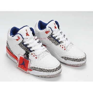 Air Jordan 3 Retro Knicks 136064-148 White/Old Royal-University Orange-Tech Grey Sneakers