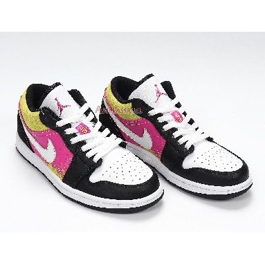 Air Jordan 1 Low Spray Paint CW5564-001 White/Black/Pink/Green Sneakers