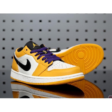 Air Jordan 1 Low Lakers 553558-700 University Gold/Pale Ivory-Court Purple-Black Sneakers