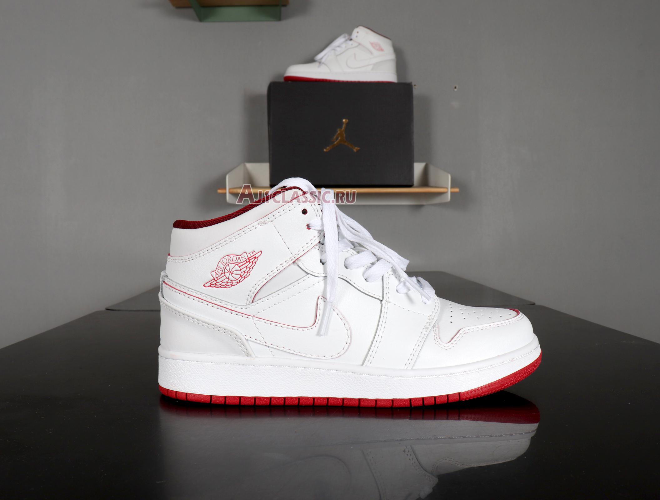 Air Jordan 1 Retro Mid White Gym Red 554725-103 White/Gym Red-Black Sneakers