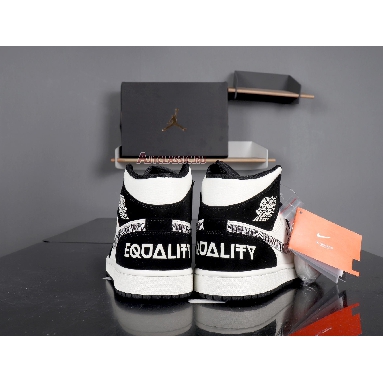 Air Jordan 1 Mid Melo SE Equality 852542-010 Black/Black-Sail-Wolf Grey Sneakers