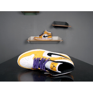 Air Jordan 1 Mid Lakers 852542-700 University Gold/Pale Ivory-Court Purple-Black Sneakers