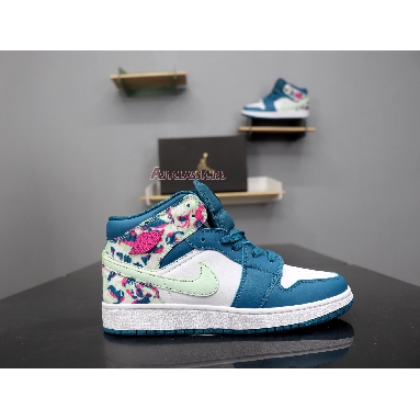 Air Jordan 1 Mid GS Paint Stroke 555112-300 Green/ Abyss Frosted Spruce Sneakers