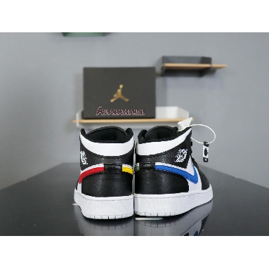 Air Jordan 1 Retro Mid GS Multi-Color Swoosh 554725-052 Black/White-University Red-Tour Yellow Sneakers