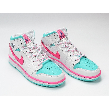 Air Jordan 1 Mid GS Digital Pink 555112-102 White/Digital Pink/Aurora Green/Soar Sneakers