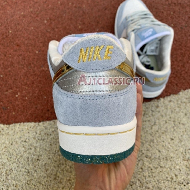 Sean Cliver x Nike SB Dunk Low DC9936-100 White/Psychic Blue-Metallic Gold Sneakers