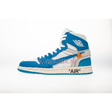 Off-White x Air Jordan 1 Retro High OG UNC AQ0818-148-2 White/Dark Powder Blue-Cone Sneakers