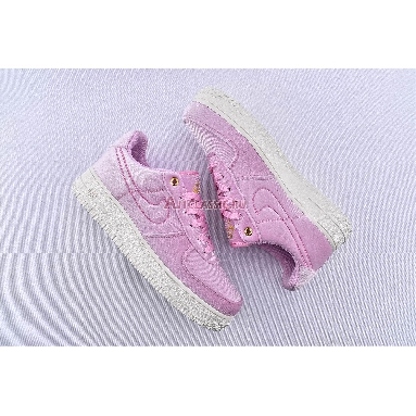 Nike Air Force 1 Low 07 Premium Pink Velour AT4144-600 Pink Rise/Pink Rise-Sail-Metallic Gold Sneakers