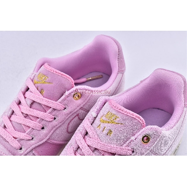 Nike Air Force 1 Low 07 Premium Pink Velour AT4144-600 Pink Rise/Pink Rise-Sail-Metallic Gold Sneakers