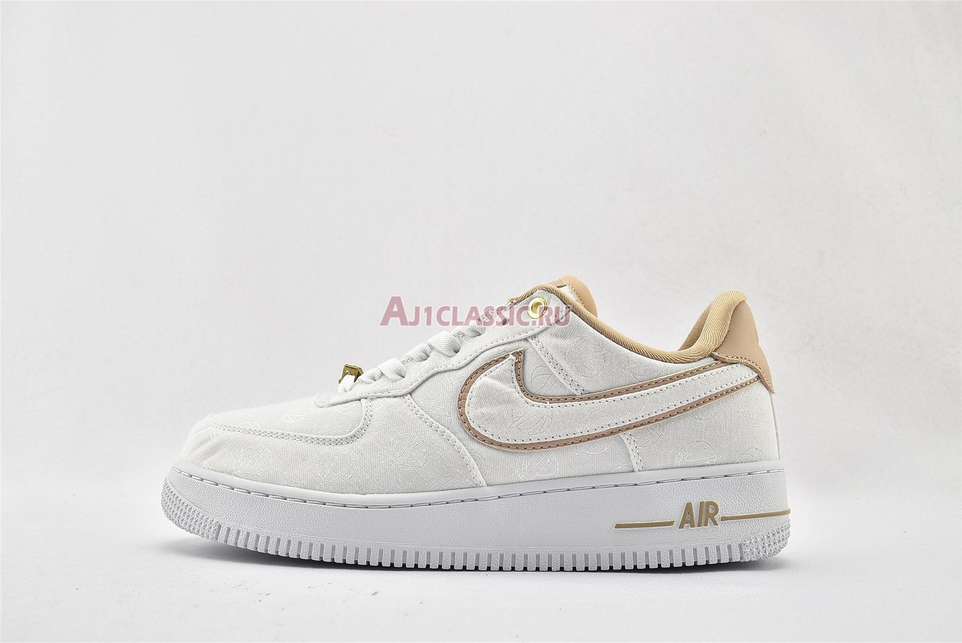 Nike Air Force 1 Low 07 Lux Basketball Print 898889-102 White/White-Metallic Gold-Bio Beige Sneakers