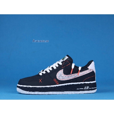 Nike Air Force 1 Low 07 LV8 Exposed Stitching CU6646-001 Black/White/Bright Crimson/Green Strike Sneakers