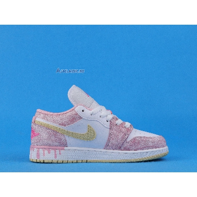 Air Jordan 1 Low GS Strawberry Ice Cream CW7104-601 Arctic Punch/Pale Vanilla/White Sneakers