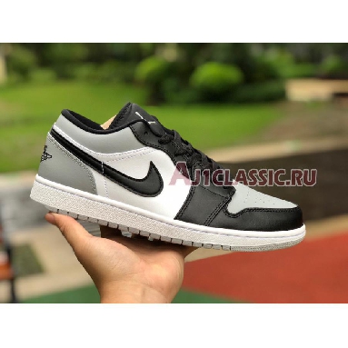 Air Jordan 1 Low Shadow Toe 553558-052 Light Smoke Grey/White-Black Sneakers