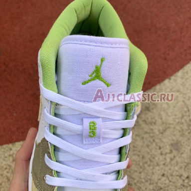 Air Jordan 1 Low SE GS Pastel Grind DJ0341-100 White/White/Vivid Green Sneakers