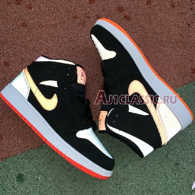 Air Jordan 1 Mid GS Candy 554725-083 Black/Total Orange Sneakers