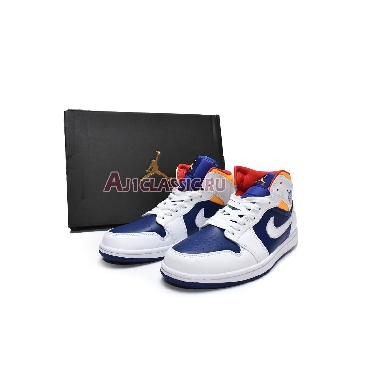 Air Jordan 1 Mid White Deep Royal Blue 554724-131 White/Deep Royal Blue/Track Red/Laser Orange Sneakers