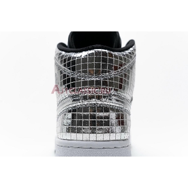 Air Jordan 1 Mid Disco Ball CU9304-001 Metallic Silver/White Sneakers