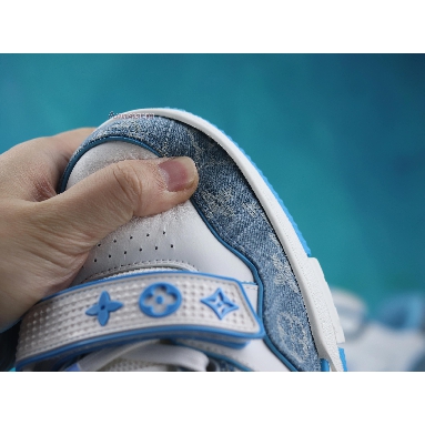 Louis Vuitton Trainer Low Light Blue Monogram Denim 1A9ZI5 White/Blue Sneakers