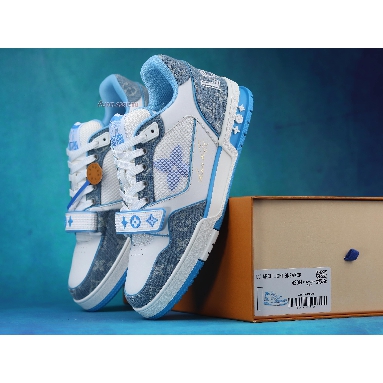 Louis Vuitton Trainer Low Light Blue Monogram Denim 1A9ZI5 White/Blue Sneakers