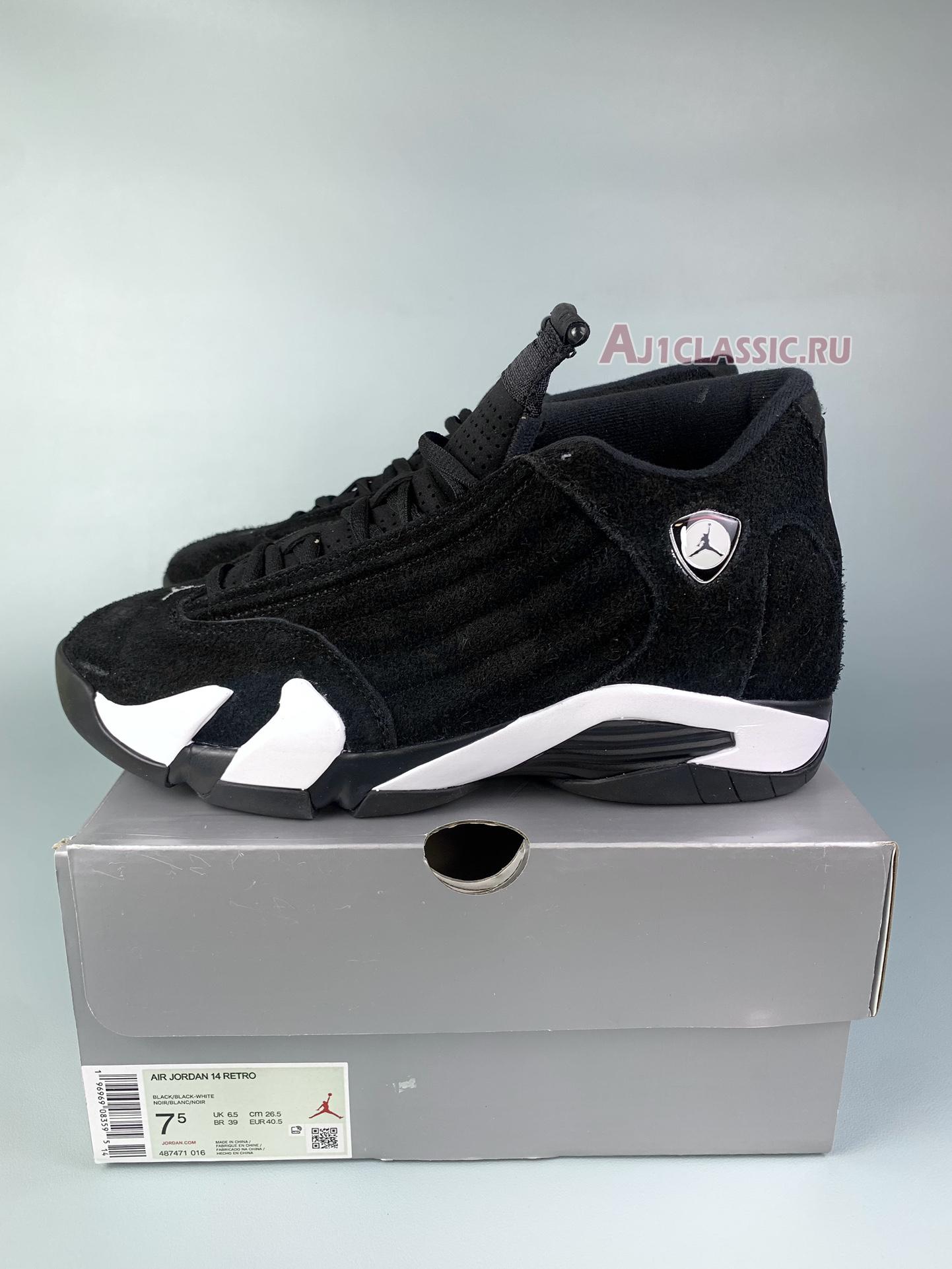 Air Jordan 14 Retro Black White 487471-016 Black/Black/White/University Red Sneakers