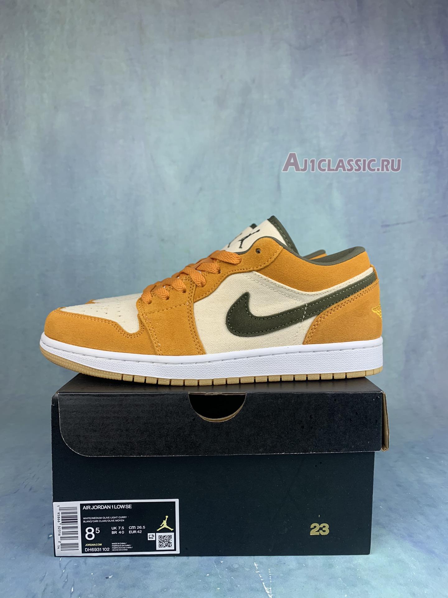Air Jordan 1 Low SE Light Curry DH6931-102 White/Medium Olive/Light Curry Sneakers