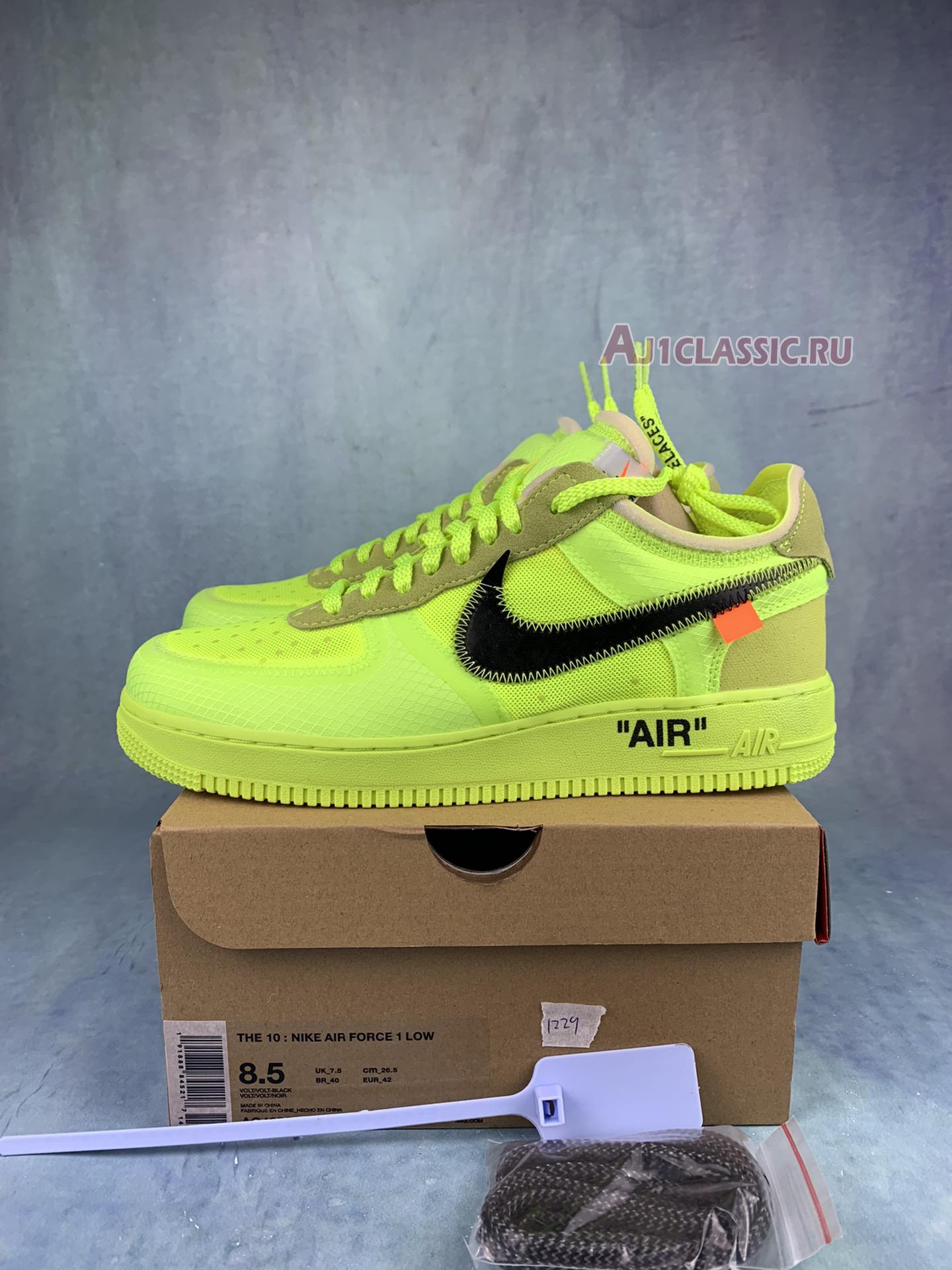 Off-White x Nike Air Force 1 Low Volt AO4606-700-2 Volt/Cone-Black-Hyper Jade Sneakers