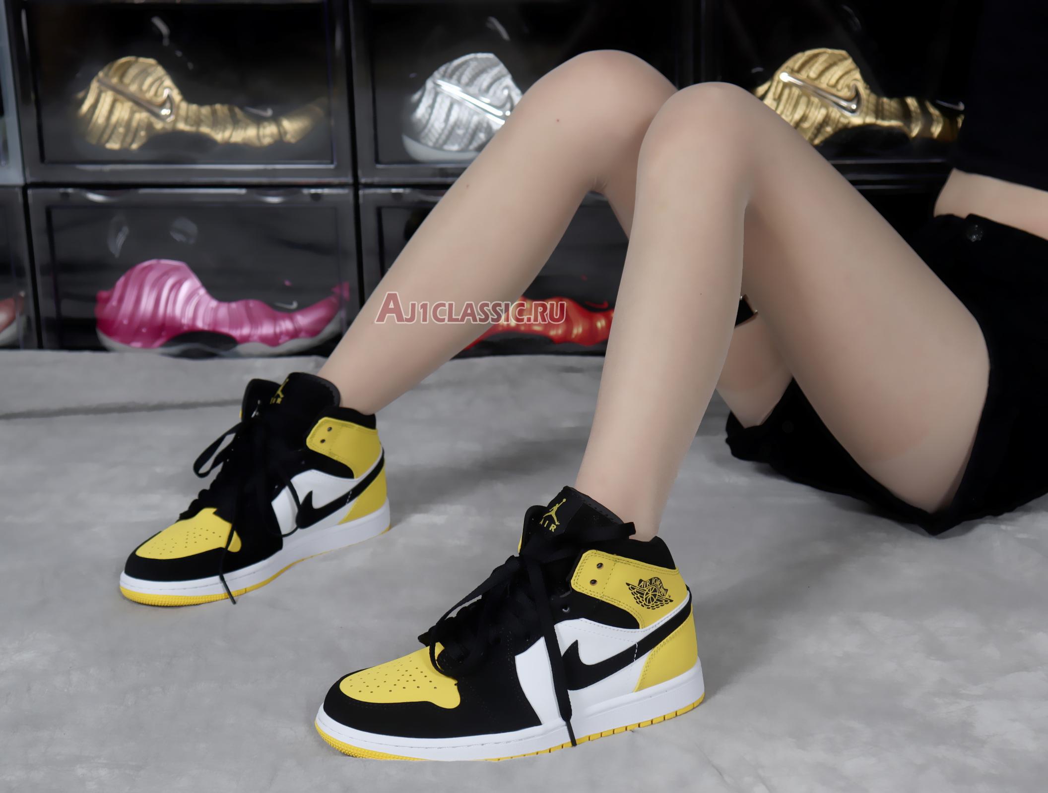 Air Jordan 1 Mid SE Yellow Toe 852542-071 Black/Black-Tour Yellow-White Sneakers