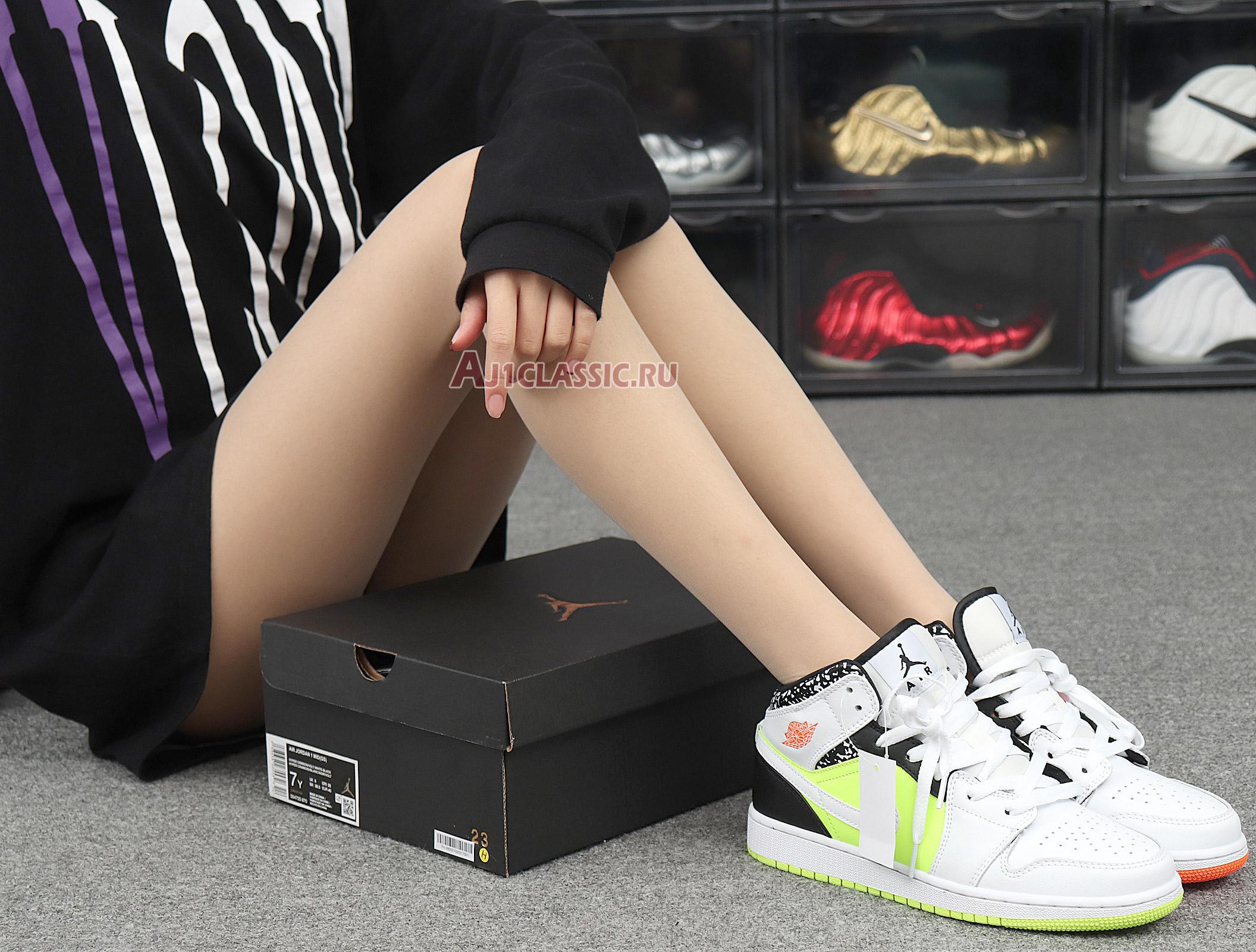 Air Jordan 1 Mid Notebook 554725-870 White/Orange/Green/Black Sneakers