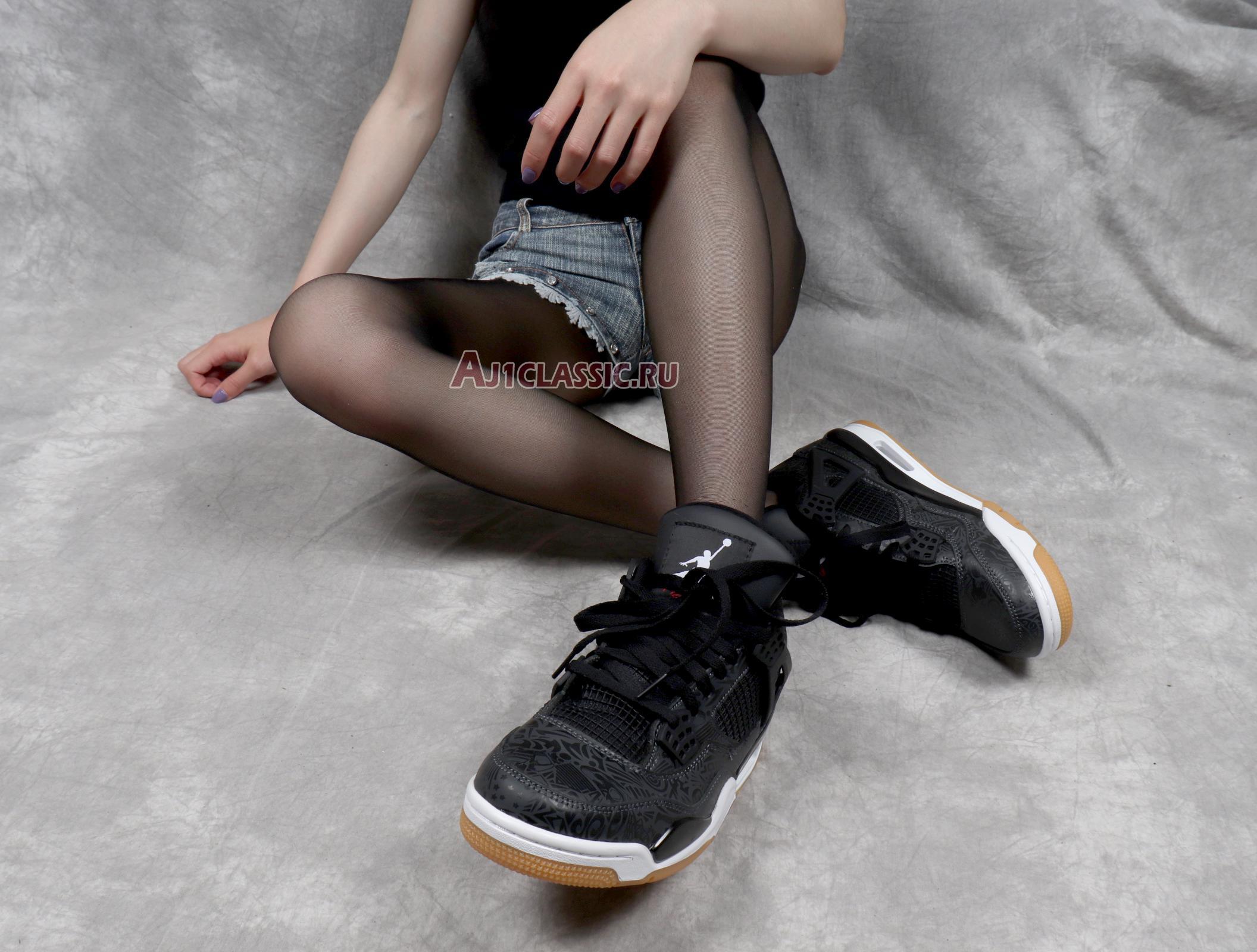 Air Jordan 4 Retro Laser CI1184-001 Black/White-Gum Light Brown Sneakers