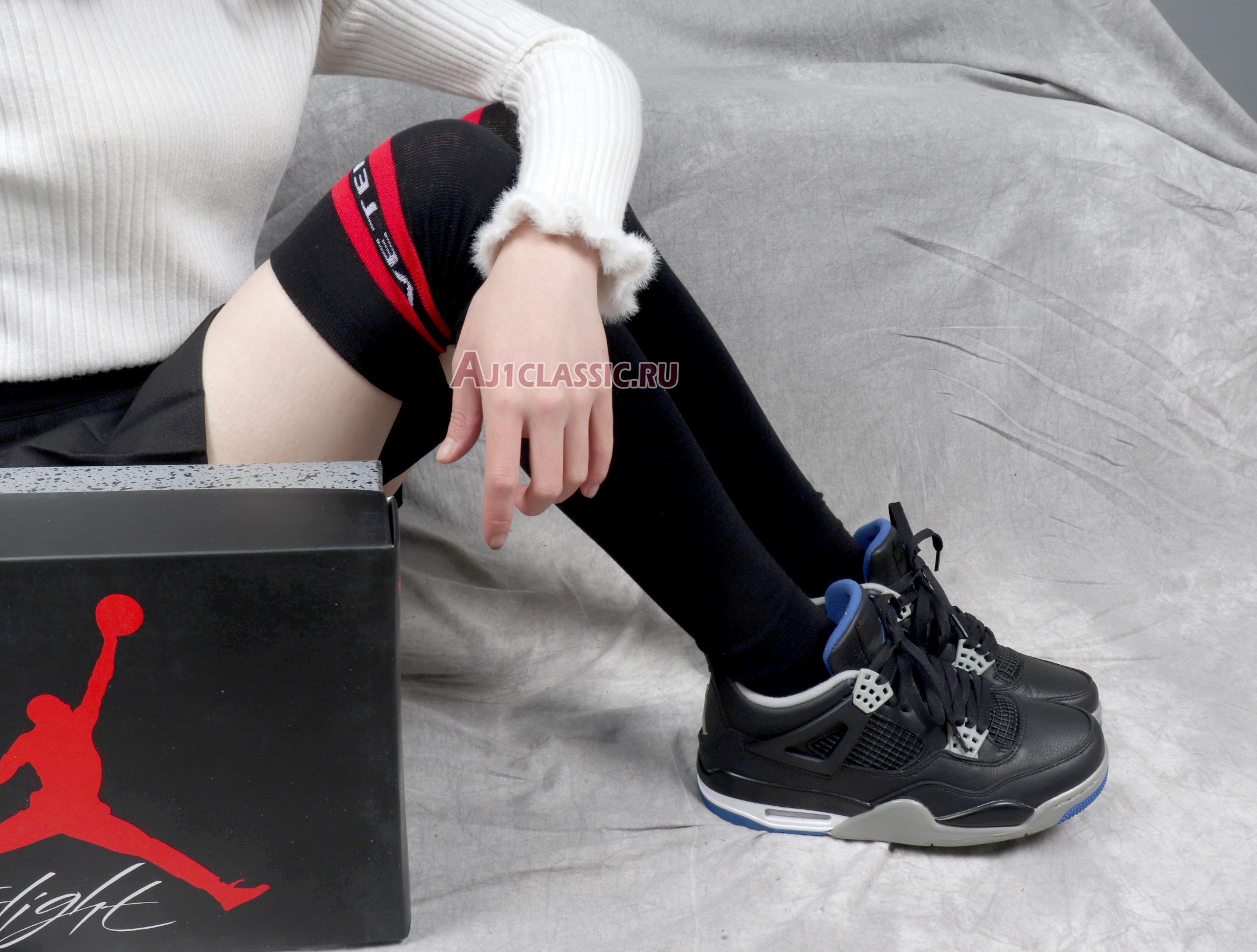 Air Jordan 4 Retro Motorsports Alternate 308497-006 Black/Game Royal-Matte Silver-White Sneakers