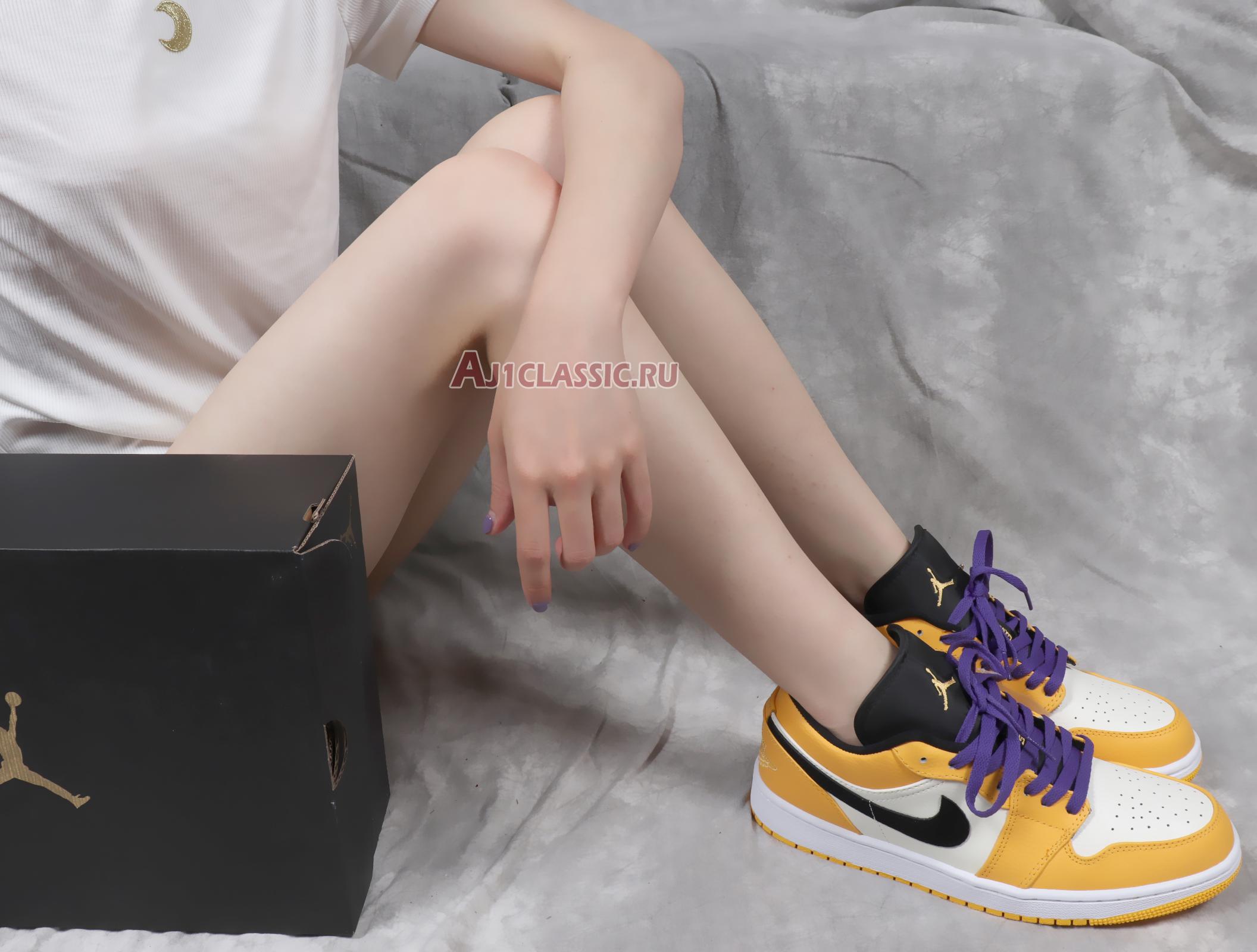 Air Jordan 1 Low Lakers 553558-700 University Gold/Pale Ivory-Court Purple-Black Sneakers