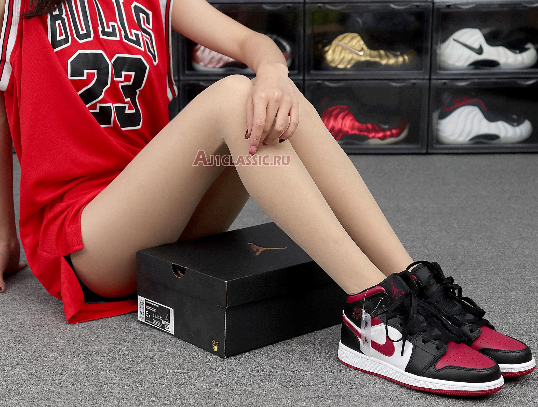 Air Jordan 1 Mid Noble Red 554725-066 Black/Noble Red/White Sneakers