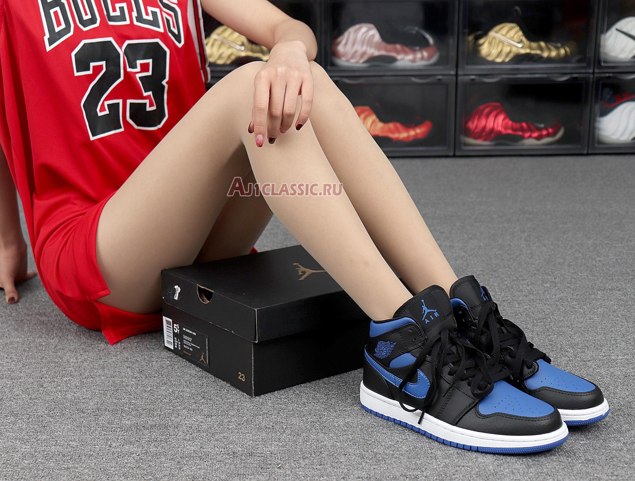 Air Jordan 1 Mid Black Hyper Royal 554724-068 Royal Blue/White/Black Sneakers
