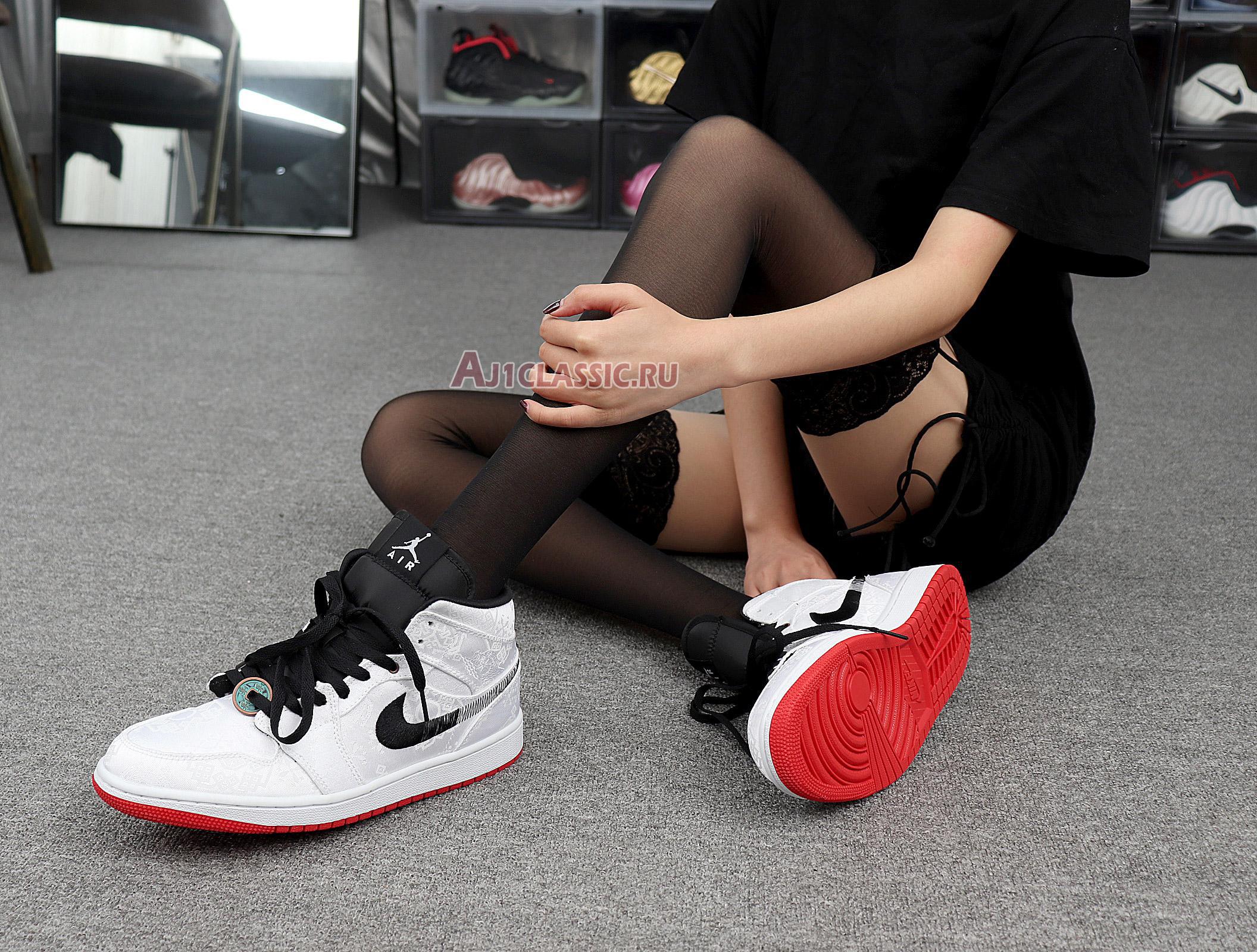 CLOT x Air Jordan 1 Mid Fearless CU2804-100 White/Black/White/University Red Sneakers