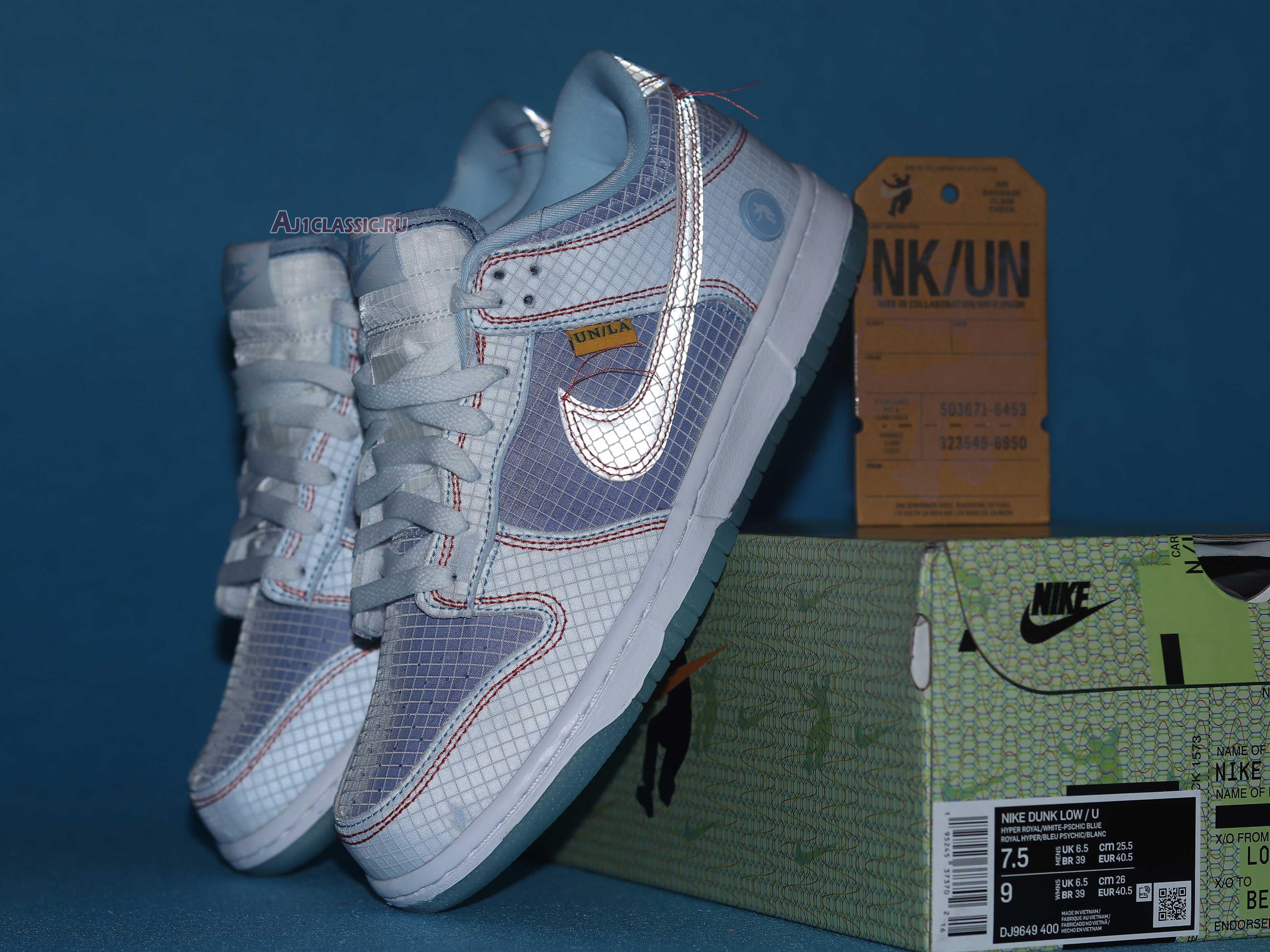 Union LA x Nike Dunk Low Passport Pack - Argon DJ9649-400 Hyper Royal/White/Psychic Blue Sneakers