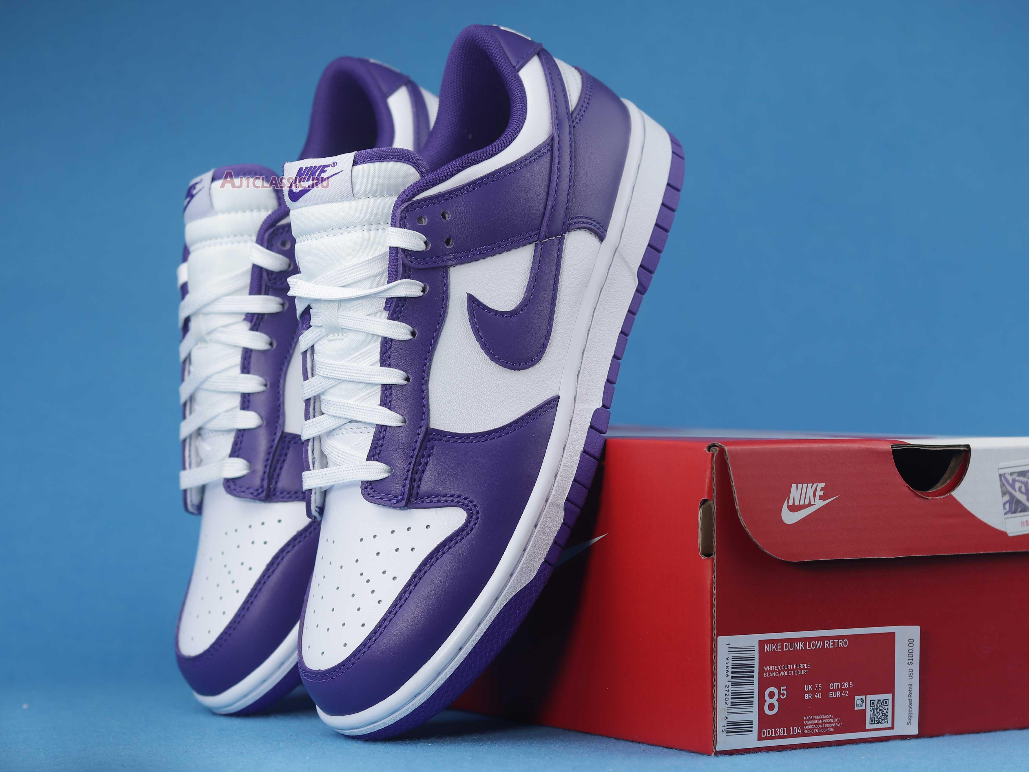Nike Dunk Low Championship Purple DD1391-104 White/Court Purple Sneakers