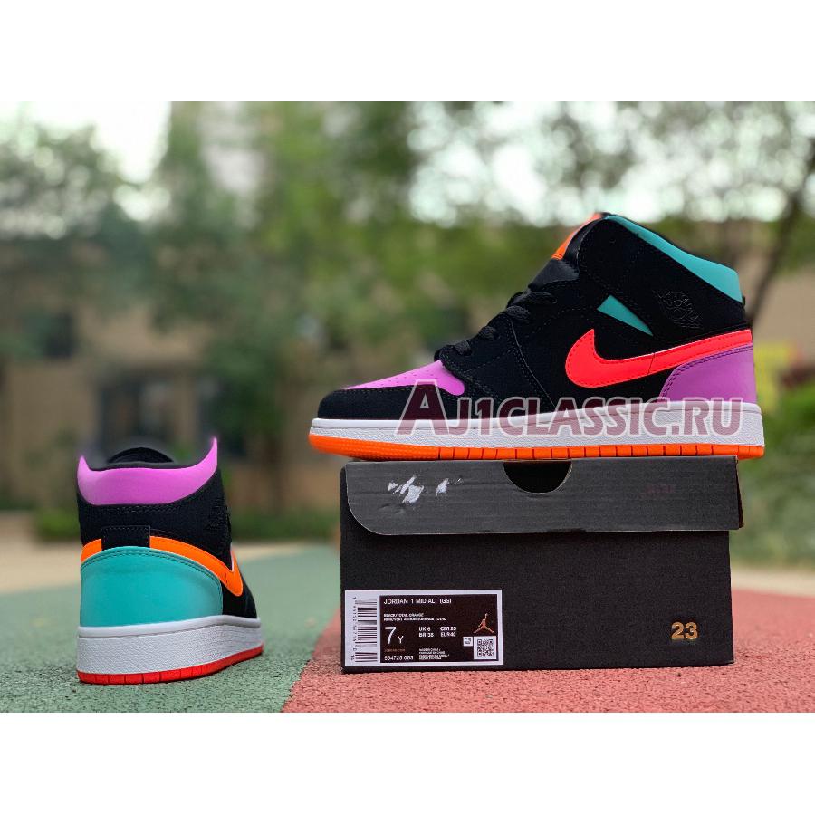 Air Jordan 1 Mid GS Candy 554725-083 Black/Total Orange Sneakers