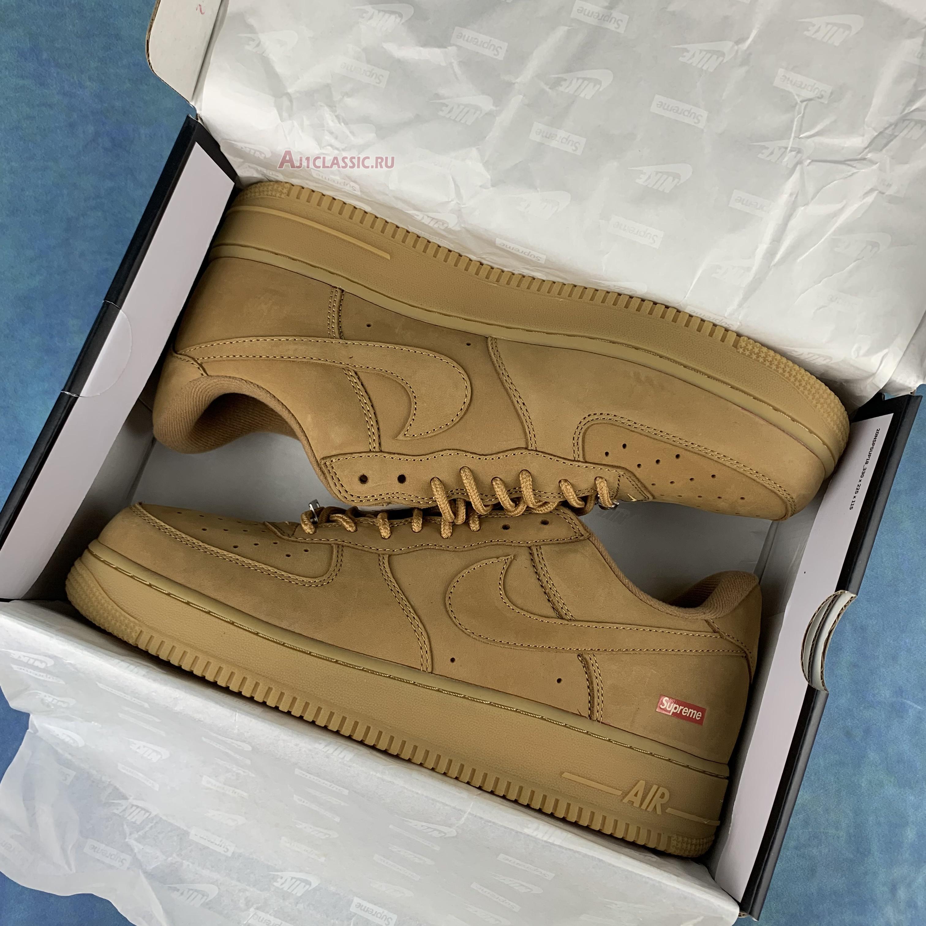 Supreme x Nike Air Force 1 Low SP Wheat DN1555-200 Flax/Flax/Gum Light Brown Sneakers