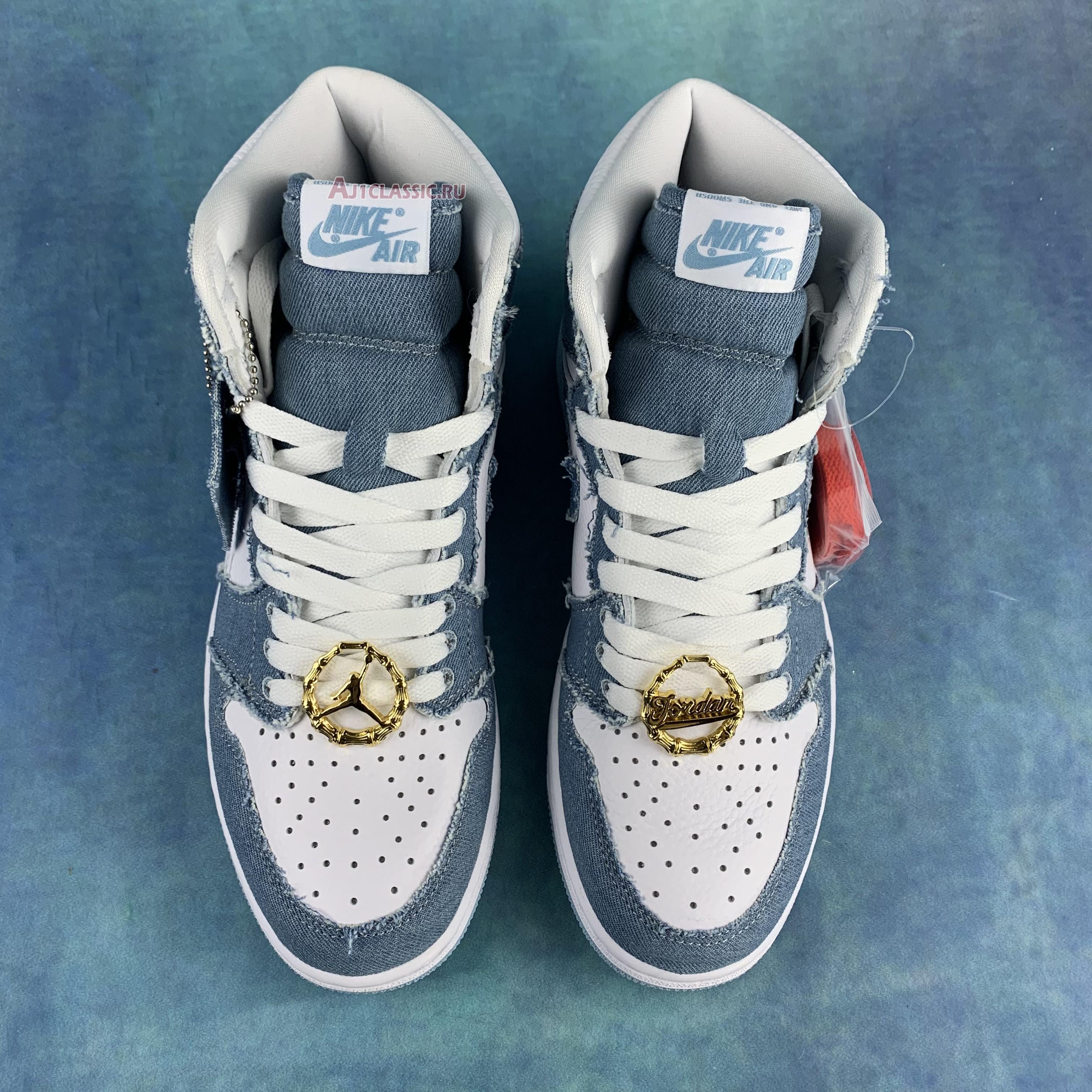 Air Jordan 1 High OG Denim DM9036-104-02 White/Worn Blue-Metallic Gold Sneakers