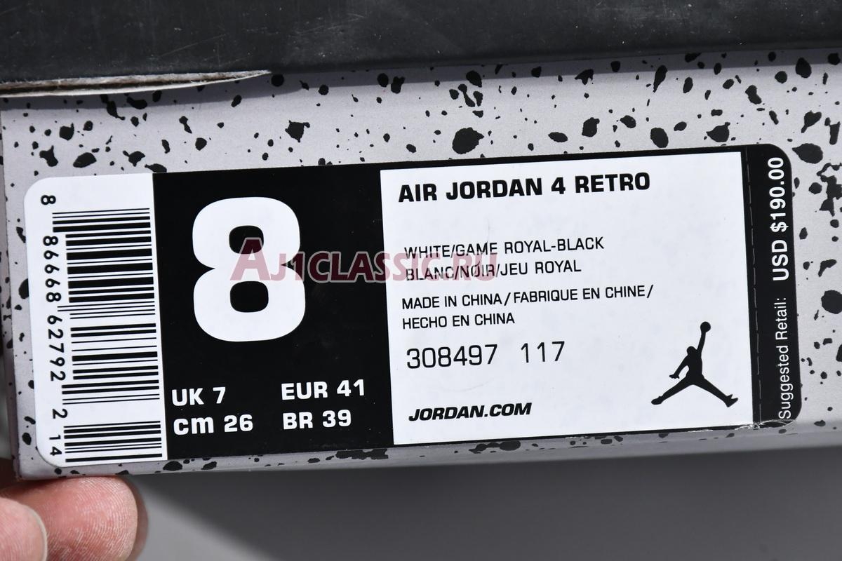 Air Jordan 4 Retro Motorsports 308497-117 White/Game Royal-Black Sneakers