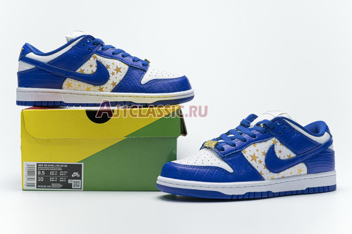 Supreme x Nike Dunk Low OG SB QS Hyper Royal DH3228-100 White/Metallic Gold/Hyper Blue Sneakers