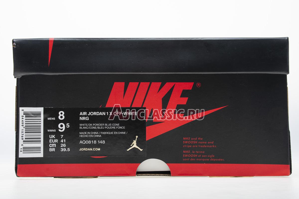 Off-White x Air Jordan 1 Retro High OG UNC AQ0818-148-2 White/Dark Powder Blue-Cone Sneakers