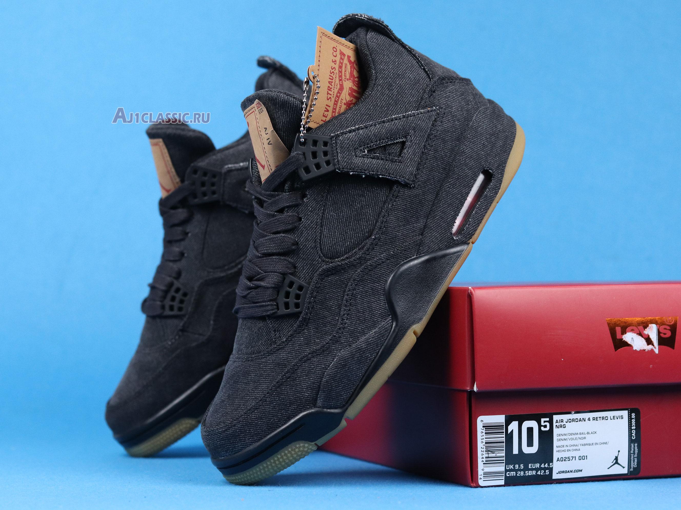 Levis x Air Jordan 4 Retro Black Denim AO2571-001 Black/Black/Black Sneakers