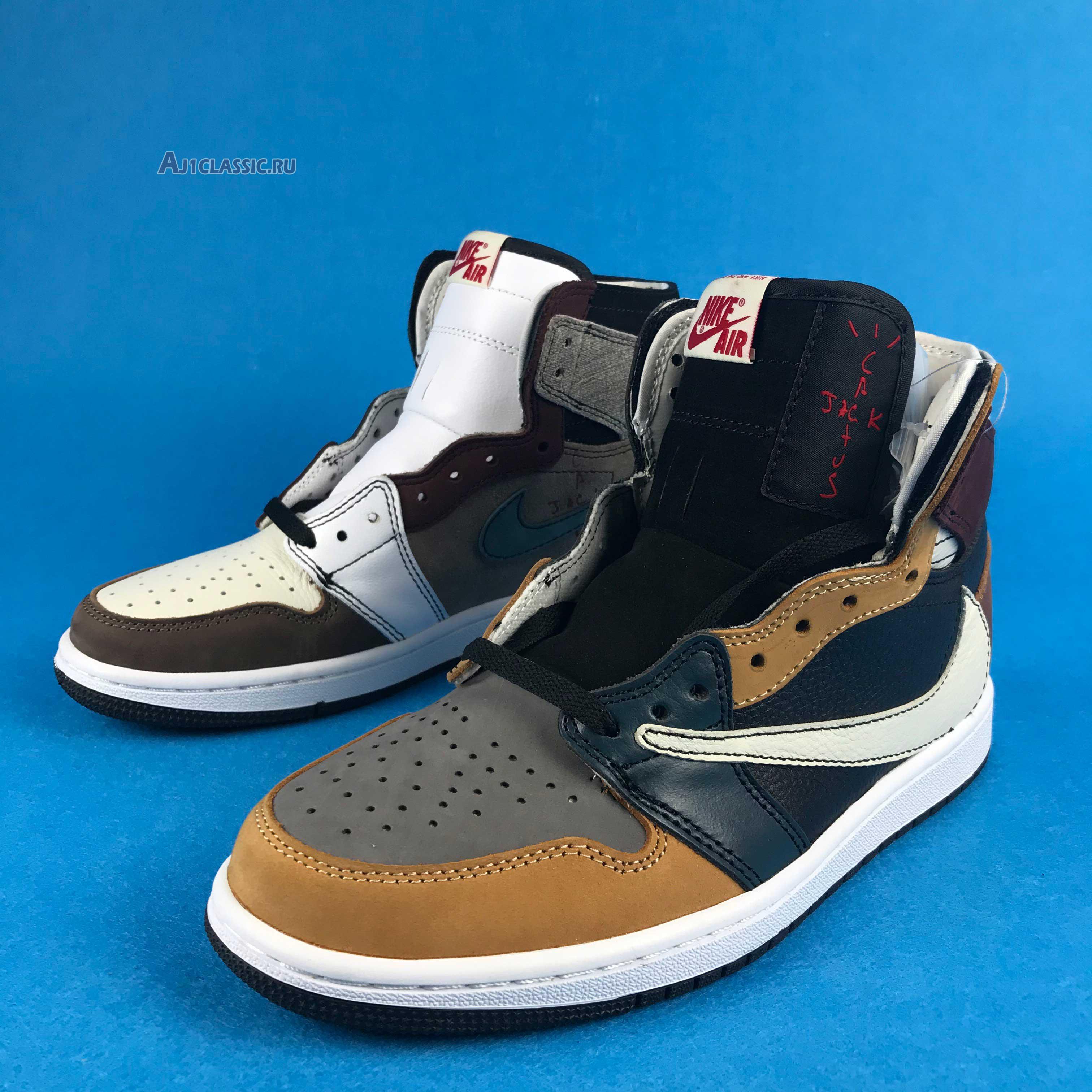 The Shoe Surgeon x Air Jordan 1 High Travis Scott Earth Tone Scrap Leather CD4487-100-3 Brown/Black/Earth Tone/White/Multi Color Sneakers