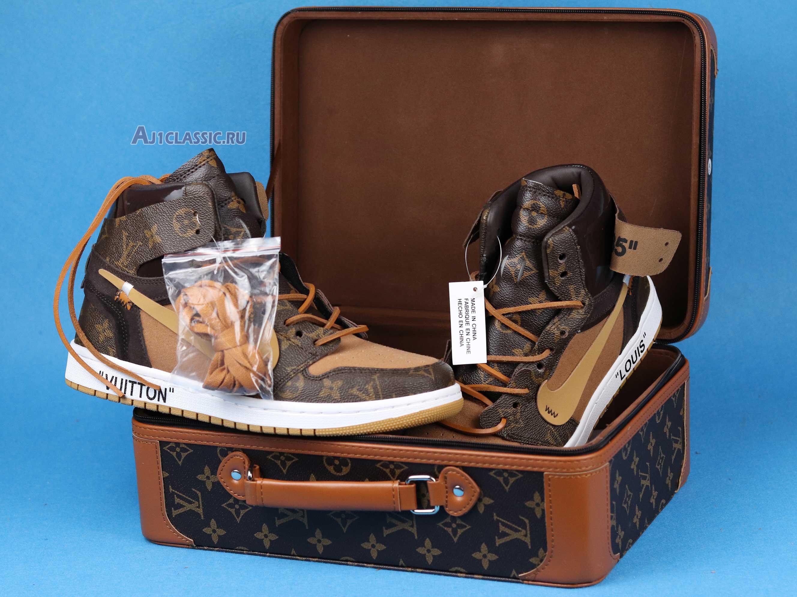 Louis Vuitton x Off-White x Air Jordan 1 Off-Louis AQ0818-202 Brown/Brown-White (Full Set LV Box) Sneakers
