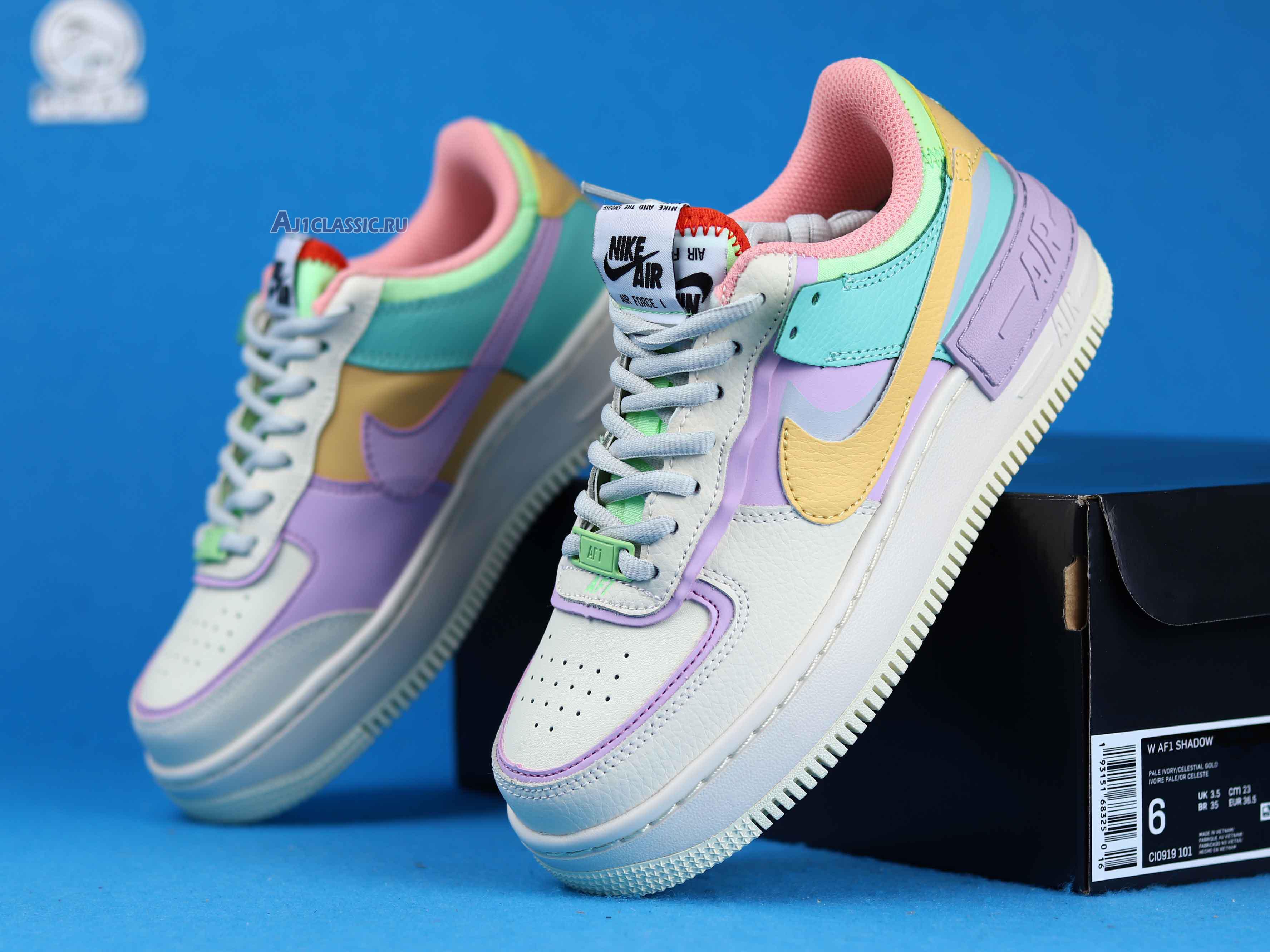 Nike Wmns Air Force 1 Low Shadow Pale Ivory CI0919-101 Pale Ivory/Celestial Gold/Tropical Twist Sneakers