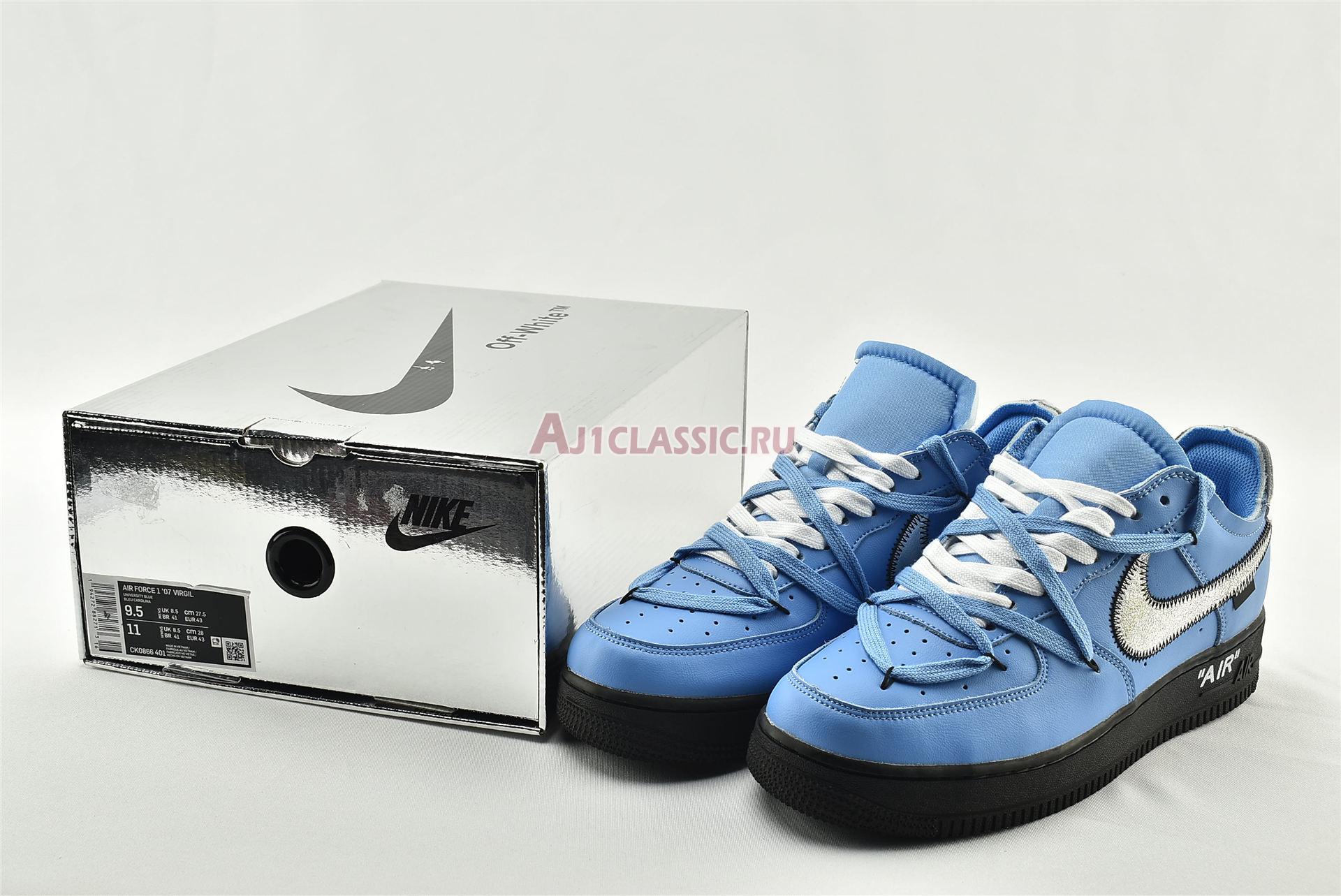 Off-White x Nike Air Force 1 Low MCA CK0866-401 University Blue/White-Black-Metallic Silver Sneakers