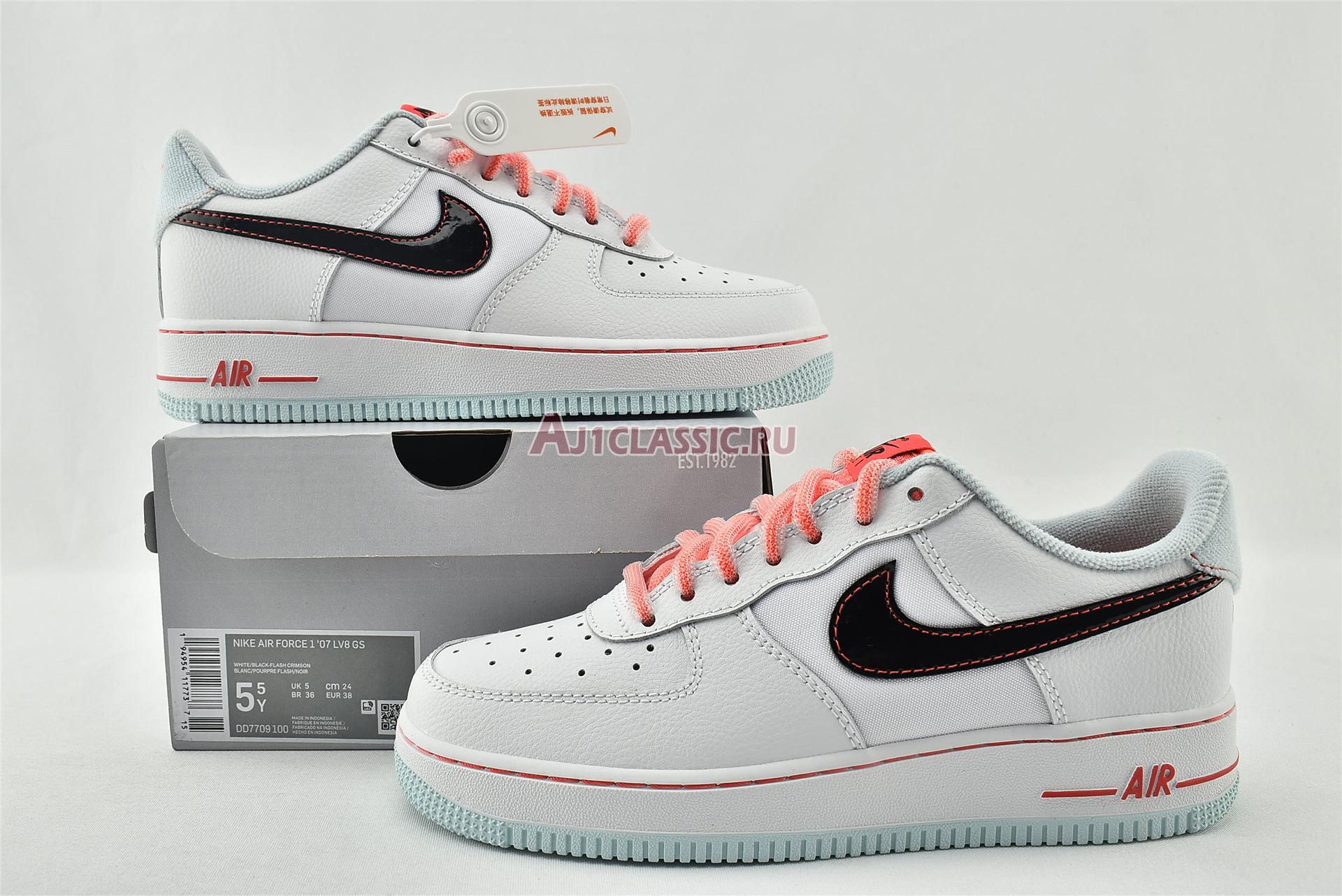 Nike Wmns Air Force 1 07 LV8 GS White Atomic Pink DD7709-100 White/Flash Crimson/Atomic Pink/Black Sneakers